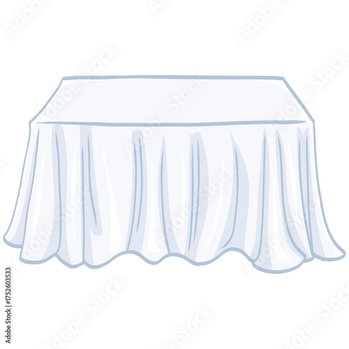 Table with White Tablecloth Vector Illustration