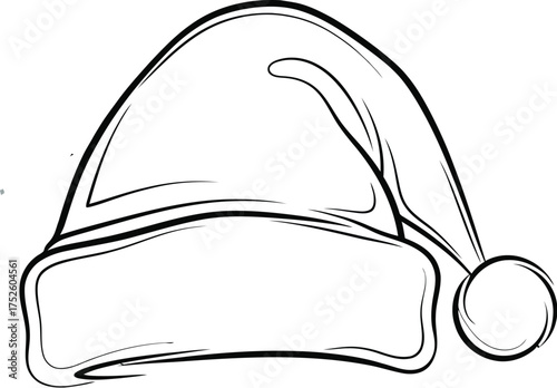 Santa hat illustration on a white background with snowflakes