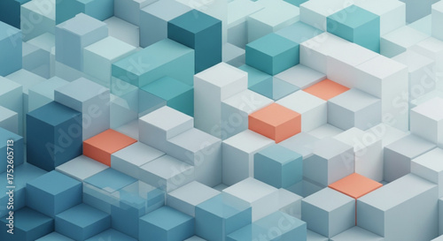 Abstract 3d cube landscape with vibrant colors and a modern design, creating a dynamic and visually appealing background for various creative projects