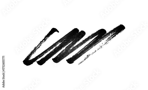 Cuadro en lienzo Black marker scribbles forming a zigzag with a transparent background
