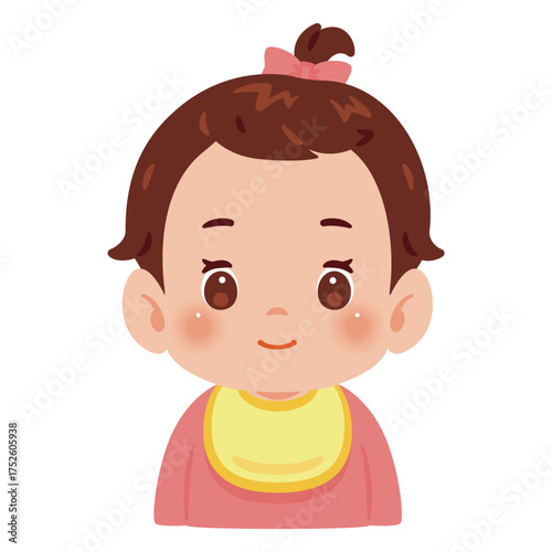 女の子の赤ちゃん　上半身イラスト／Baby Girl　upper body illustration