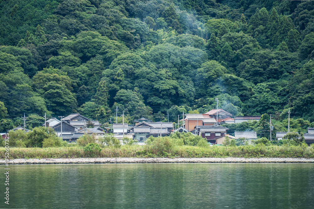 Fototapeta premium Japan Kyoto Tango Railway Yura River Bridge