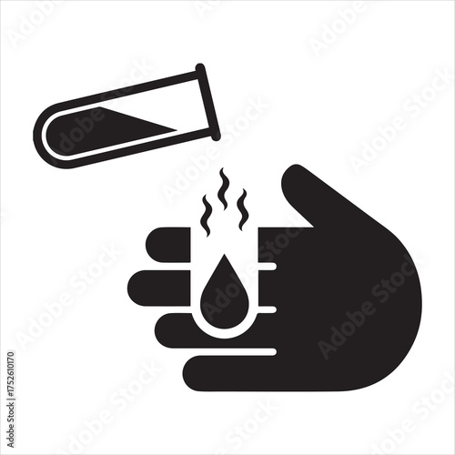 Acid icon, chemical burn hazard sign