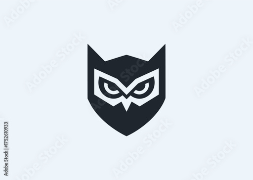 A simple geometric owl logo, symbolizing wisdom and intuition with clean, balanced, and futuristic line design