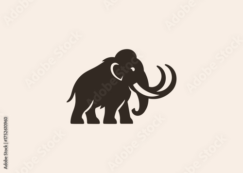 A simple mammoth logo, combining ancient strength and endurance with a sleek, modern minimalist form