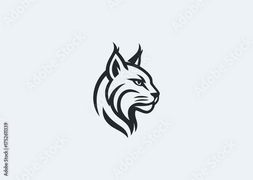 A simple modern lynx logo, symbolizing independence and sharp perception with smooth, balanced geometric lines