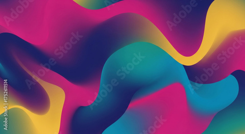 Vibrant and dynamic abstract background featuring smooth, flowing gradients of pink, blue, yellow, and green, creating a modern and eyecatching design