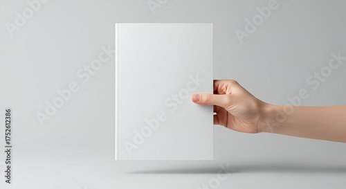 Minimalist book cover mockup held by a hand for design presentation and branding