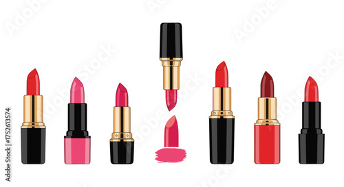 A collection of vibrant lipstick shades in various colors and packaging designs.