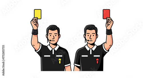 Referee Showing Yellow and Red Cards Vector Illustration