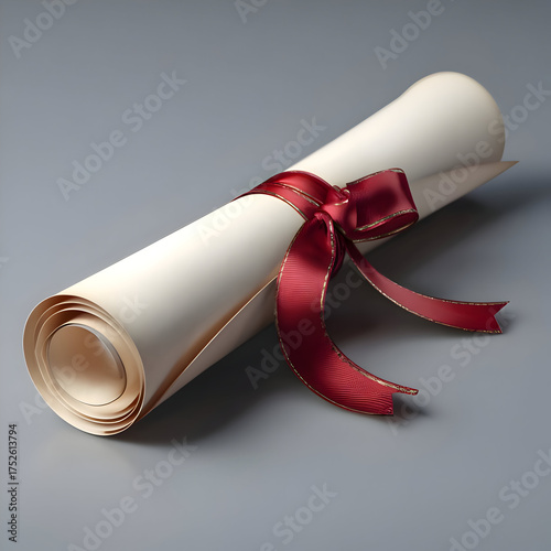 Graduation Diploma Scroll with Red Ribbon