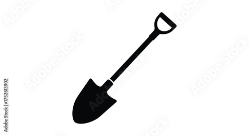 Classic gardening spade tool silhouette isolated on for outdoor work and construction projects silhouette