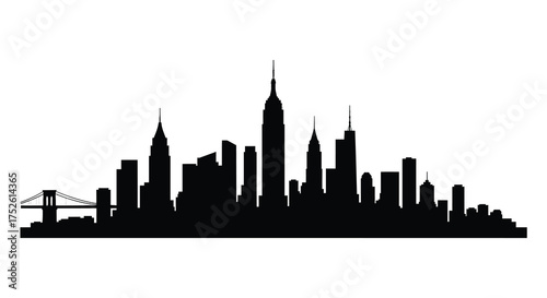 Iconic new york city skyline silhouette landscape famous skyscrapers landmark view silhouette