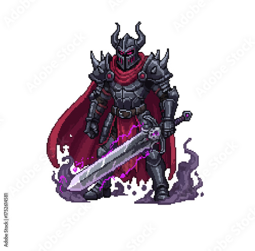 pixel art dark undead knight game character sprite