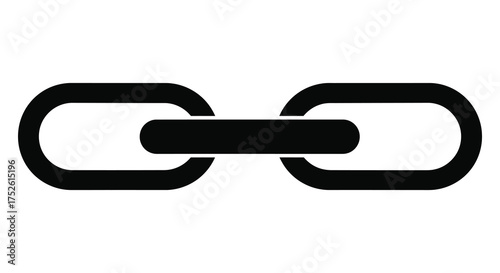 Simple black silhouette of two interlocking chain links symbolizing connection and strength silhouette