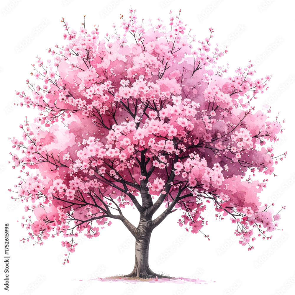 Fototapeta premium Pink Blossoms Tree Against Dark Backdrop