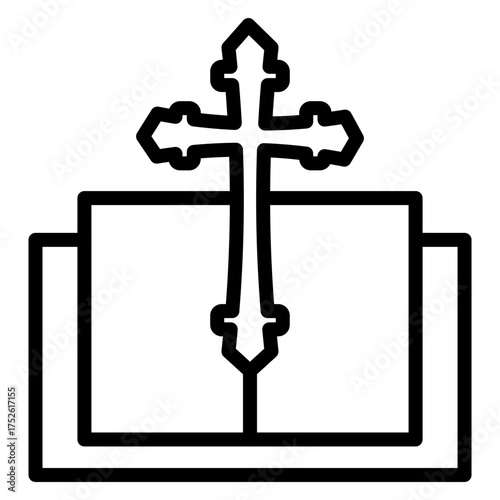 Bible Cross Vector Line Icon Design