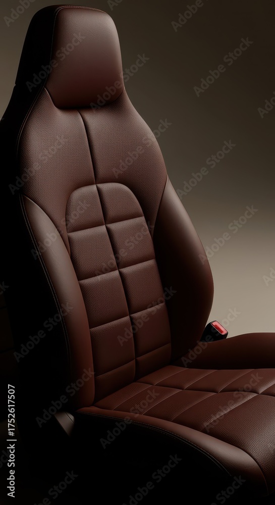 Obraz premium Luxurious quilted leather car seat with sophisticated stitching detail.