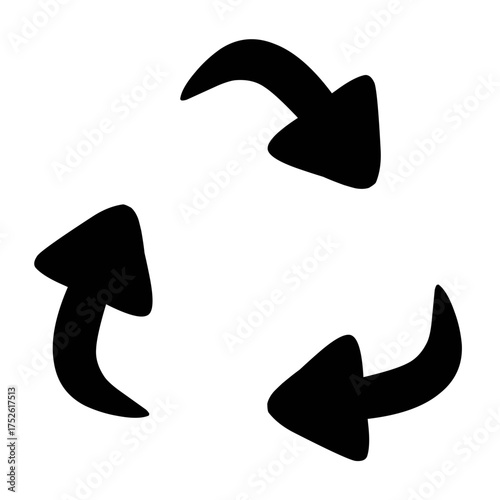 Environmental recycle symbol – Stylish eco symbol with three curved arrows, perfect for environmental campaigns, posters, and educational materials.