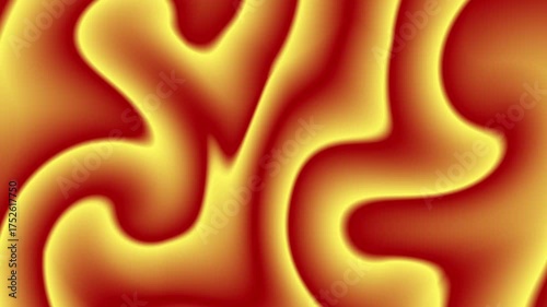 Animation mesmerizing abstract fluid design in shades of red and yellow gently undulates.