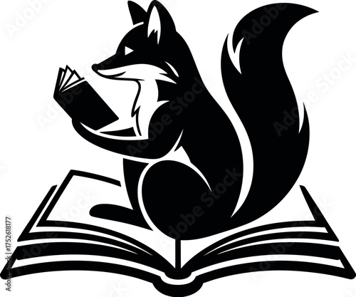 A charming fox peacefully reading within an open storybook scene