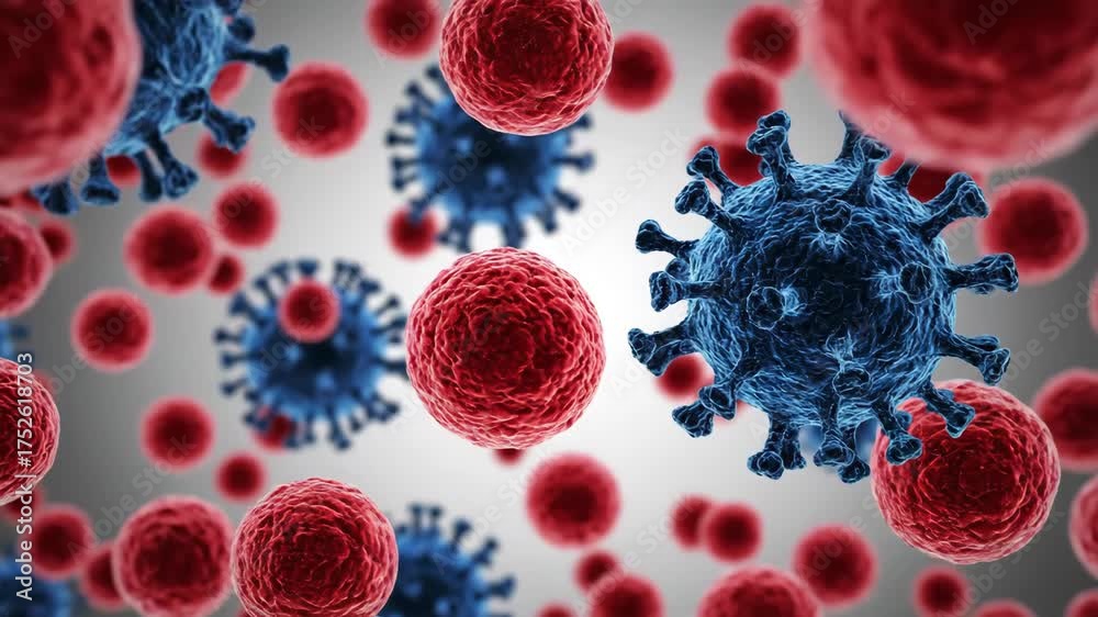 Microscopic View of Viruses and Blood Cells - This video presents a ...
