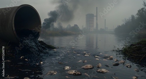 Environmental Pollution with Dead Fish and Toxic Waste