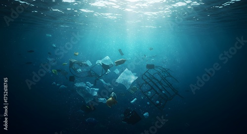 Ocean Pollution: Plastic Waste Underwater