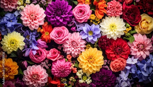 美しい花々が並ぶ明るく華麗な花のテクスチャ素材2