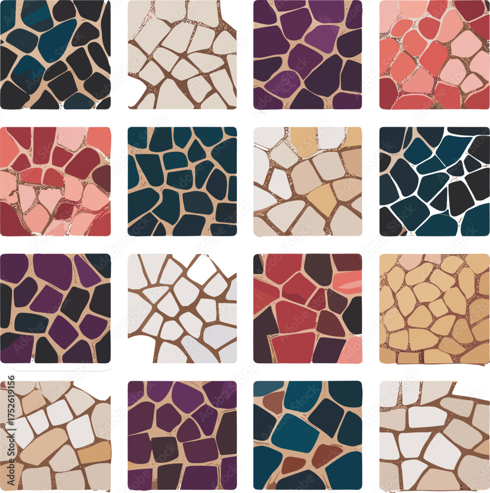 Fototapeta premium Bright abstract mosaic seamless pattern, Endless texture, Ceramic tile fragments set