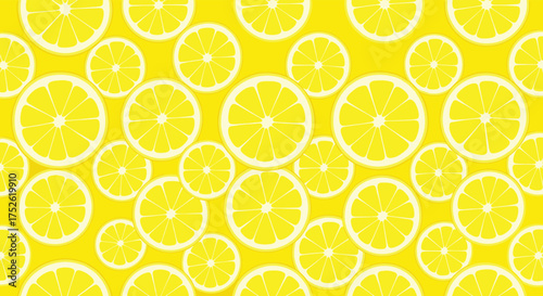 A vibrant yellow background filled with refreshing lemon slices in a repeating pattern.