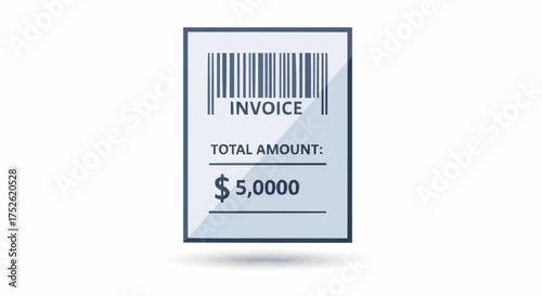 Invoice with Barcode and Total Amount Illustration