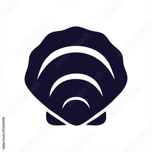 Dark Scallop Seashell Silhouette Marine Icon