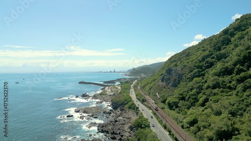 Aerial view of Beiguan tidal park in Yilan, Taiwan
