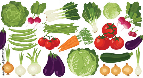 A vibrant collection of fresh pixel art vegetables arranged in a border pattern.