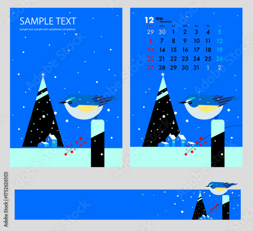 12月のクリスマス,カレンダーと表紙デザイン,バナー