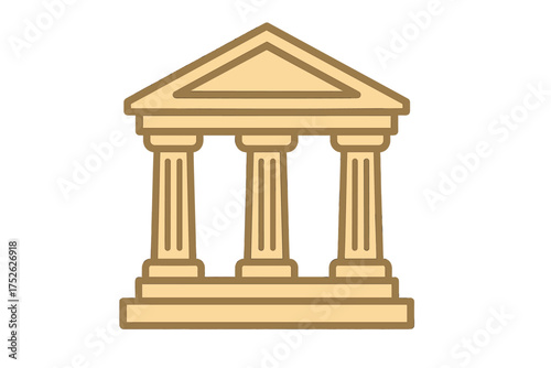 Bank building icon, courthouse symbol for law and justice. Government, finance concept. Ancient Greek classic temple, pantheon architecture. University, museum vector logo design.