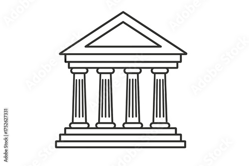 Bank building line icon. Courthouse vector. Finance, law, justice concept. University, academy, government illustration. Classic architecture. Ancient greek temple facade symbol.