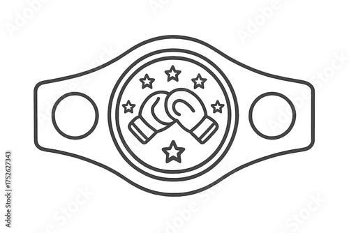 Champion belt line icon for boxing or MMA. Symbol of a winner, victory, and success in a fight competition. Championship trophy award. Combat sport vector illustration prize.