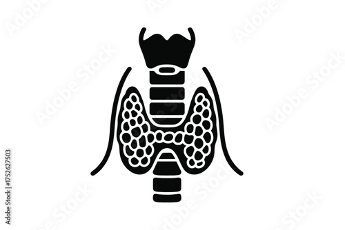 Thyroid gland glyph icon. Human organ anatomy. Endocrine system symbol. Larynx, trachea. Health care, endocrinology, metabolism concept. Medical vector illustration isolated.