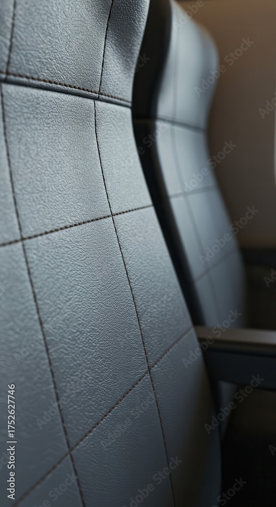 Fototapeta premium Quilted synthetic upholstery on a modern seat surface creates a textured detail.