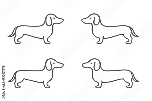 Labrador dog icon in outline style. Minimalist vector illustration of dog breed, long body silhouette with tail isolated on white background. Pet symbol, canine design.