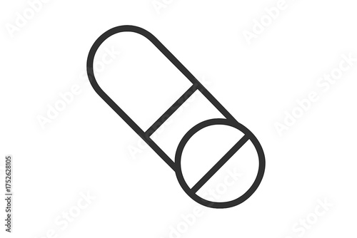 Pill icon outline medicine capsule and tablet isolated on white background, healthcare and hospital vector illustration, pharmaceutical drug symbol, medical treatment concept