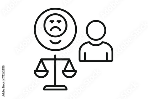 Emotional regulation, psychological balance concept. Metaphor for bipolar disorder, mood swings, or split personality. Mental health and wellness icon. Person managing emotions.