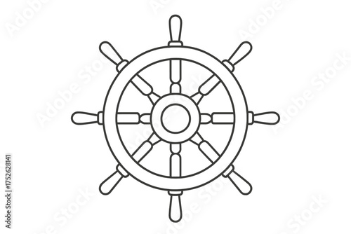Pirate wooden chest outline icon isolated on white background. Treasure chest silhouette vector illustration. Pirates symbol, pirate treasure, marine adventure concept, nautical design.