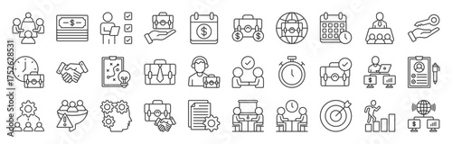 Work Icon set collection. Editable stroke illustration Eps 10