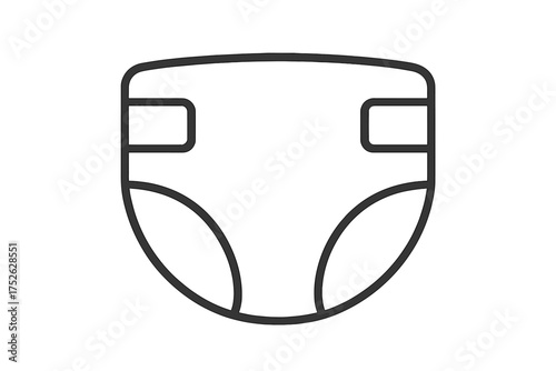 Diaper icon outline style isolated on white background. Baby diaper silhouette. Infant hygiene, disposable nappy, newborn clothing, baby care essential, vector illustration.