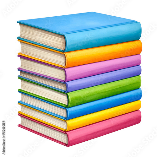 Colorful stack of books against a black background, representing knowledge.