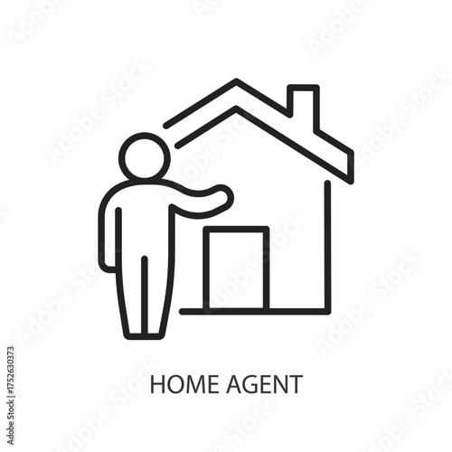 Home agent thin line vector icons.
