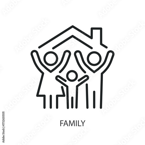 Family thin line vector icons.